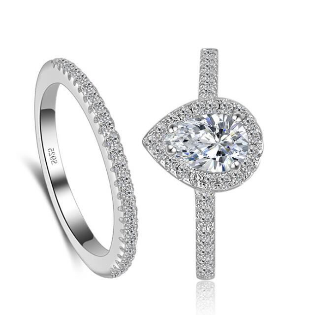 Real 925 Sterling Silver Ring Set Pair Wedding Engagement CZ Diamond Zircon the Rings for Women
Real 925 Sterling Silver Ring Set Pair Wedding Engagement CZ Diamond Zircon the Rings for Women