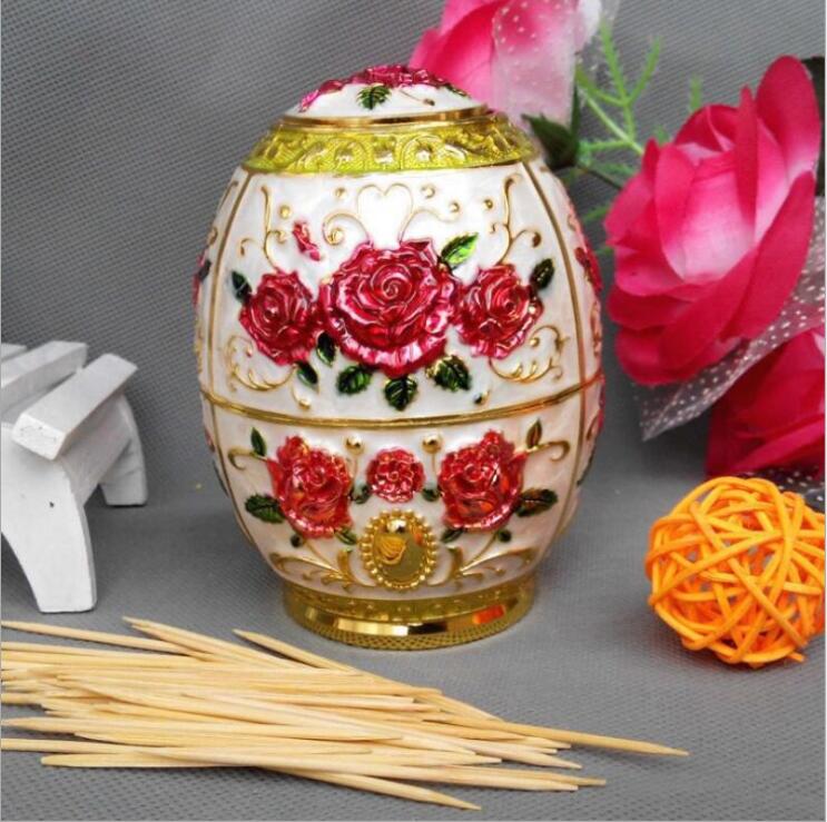 Creative egg - shaped Toothpick holders with Bottle Opener Random Color Rose pattern toothpick box home and wedding decorations HD01