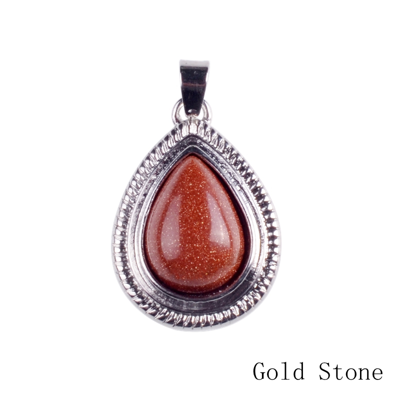Fashion Turquoise Crystal Water Drop Pendant Necklace Stainless steel natural stone leather rope Necklaces & Pendants For Women