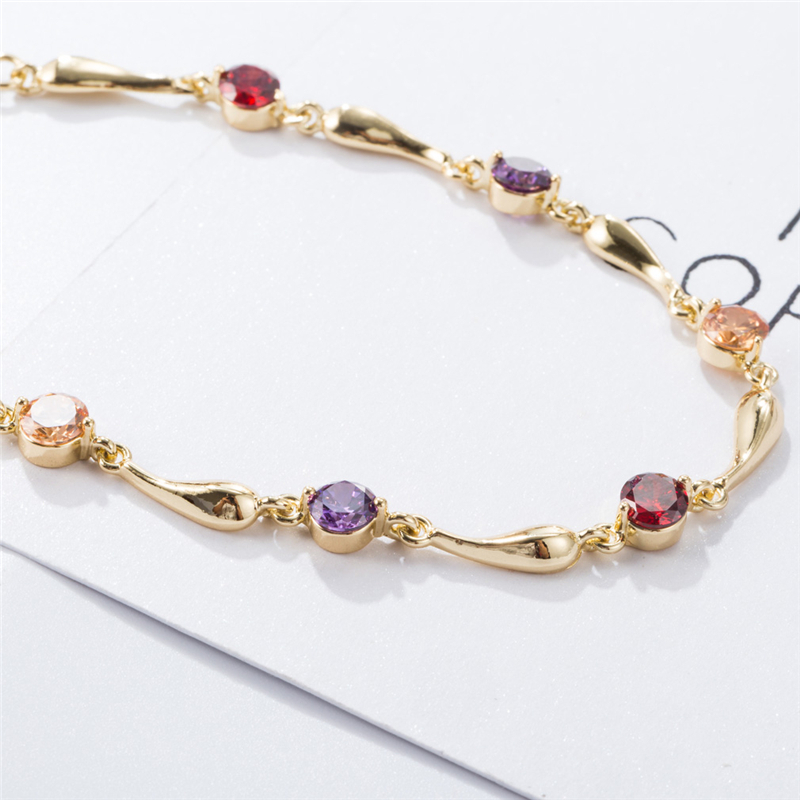18K Yellow Gold Plated CZ Little Waterdrop Foot Chains Anklets Link For Girls Women For Wedding P