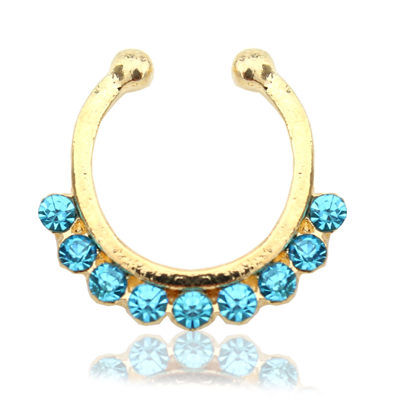 100pcslot Crystal fake septum Nose Rings piercing clip on body jewelry faux hoop Ladies nose Studs for women Fashion Jewelry