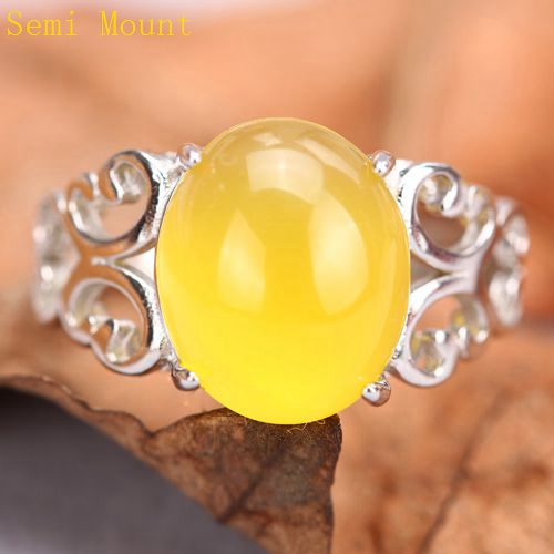 Fine Silver 925 Sterling Silver Engagement Wedding Ring Setting 10x11mm or 11x13mm Oval Cabochon Semi Mount Jewelry Setting