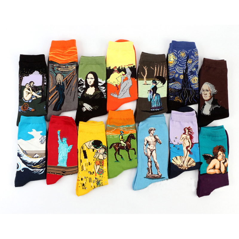 Wholesale- Fashion Art Cotton Crew Socks Painting Character Pattern for Women Men Harajuku Design Sox Calcetines Gogh
Wholesale- Fashion Art Cotton Crew Socks Painting Character Pattern for Women Men Harajuku Design Sox Calcetines Gogh