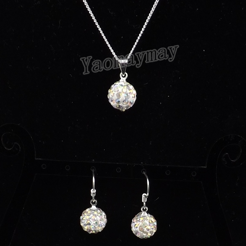 AB Clear Disco Ball Pendant Earrings And Silver Tone Necklace Crystal Jewelry Set 10 Sets Wholesale
AB Clear Disco Ball Pendant Earrings And Silver Tone Necklace Crystal Jewelry Set 10 Sets Wholesale