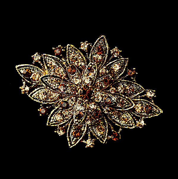 Wholesale- Dark Silver Plated Clear Rhinestone Crystal Diamante Large Flower Vintage Bouquet Brooch