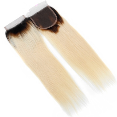 Hot Selling Wholesale Price Brazilian Hair Lace Closure 4x4 Straight Brazilian Blonde 1B 613 Ombre Hair Lace Closure