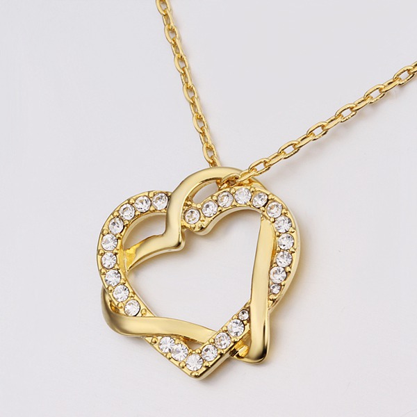 Free shipping Heart white crystal 18K gold Necklaces for women,Brand new yellow gold gem pendant Necklaces include chains SGN586