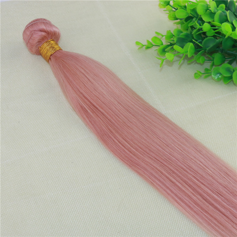 Hot Pink Colorful Human Hair Weave Extensions Rose Gold Brazilian Straight Remy Pink Hair Bundles For Summer Wholesale