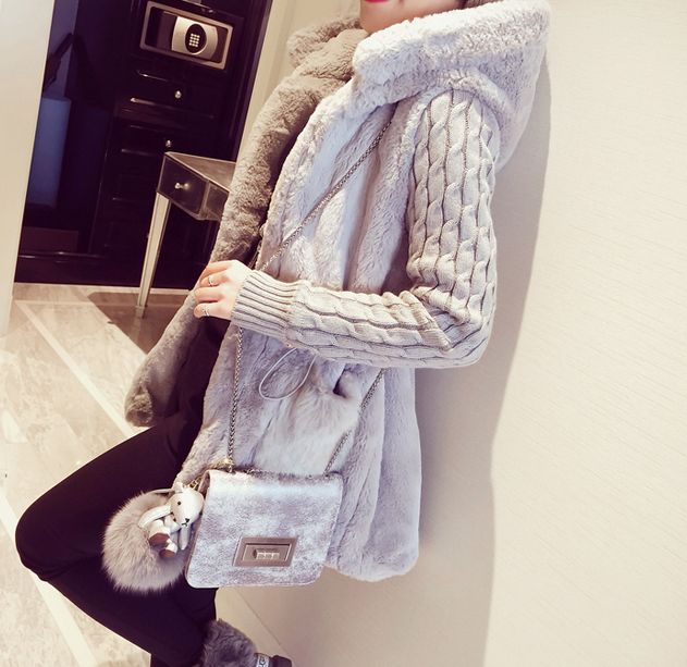 Wholesale- 2016 New Fshion S-4XL European Wool Girls Coat Fall Winter Fur Hat Collar Long Sleeve Outwear Big Size 3 Colors Jacket