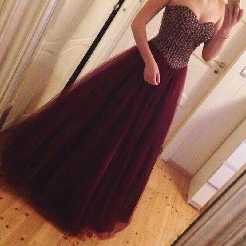 Elegant Crystal Burgundy Prom Dresses Long Tulle A-line Vestidos De Baile Cheap Evening Party Gowns, Ivory
Elegant Crystal Burgundy Prom Dresses Long Tulle A-line Vestidos De Baile Cheap Evening Party Gowns, Ivory