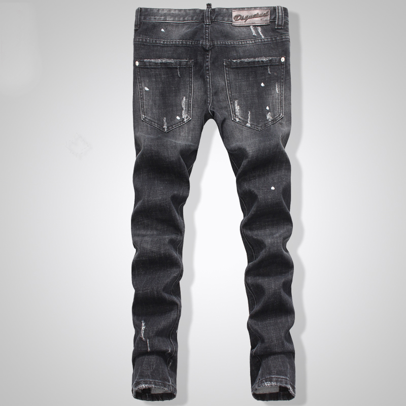 TOP Men's new Biker Oil Printed Jeans Classic Mens Fashion High Quality Skinny Patchwork Denim for d2Jeans man1467