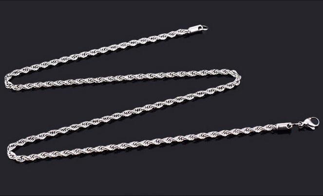 Silver Chain Necklace Women Man necklace 16-24 inch 2mm Rope Chain 925 jewelry findings accesory 925 G215