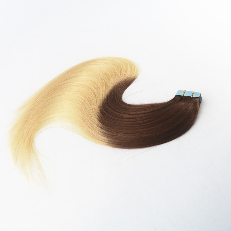 Ombre Color #4#613 Tape in Human Hair Extensions Seamless Virgin Human Hair Skin Weft Slik Straight Tape on Extension 100g Per Piece
