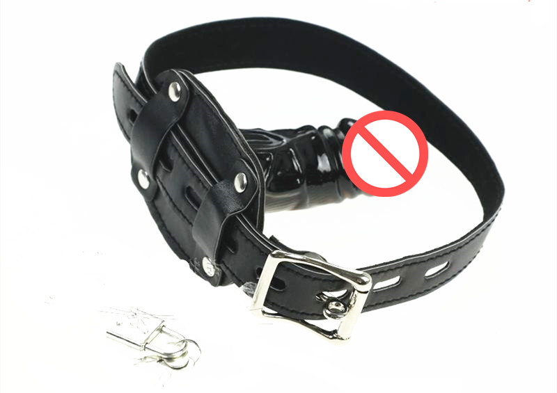 9X3CM Black Locking Mouth bite penis dildo gag bdsm gags with lock adult sex toys for women PG001L