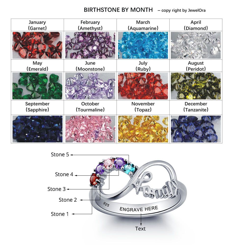 yizhan Personalized Infinity DIY Love Family Ring Colorful Cubic Zirconia 925 Sterling Silver Jewelry Free Gift Box (Silveren SI1784)