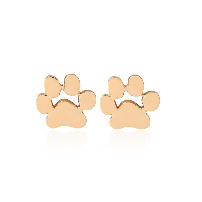 hollow pet cat dog lover paw print stud earrings Puppy Memorial Minimalist earring cute animal footprint gold silver plated earrings