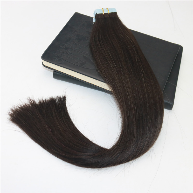 #2 Darkest Brown Tape on Hair Extensions Skin Weft Remy Salon Professional PU Tape ins