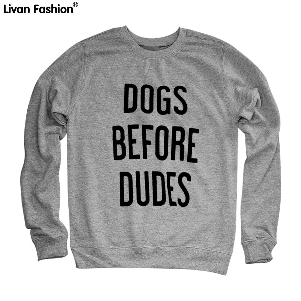 Wholesale- Black Printed "DOGS BEFORE DUDES" Letter Of Spring Fashion Women's Sweatshirts Hedging A Capless ---HLE-ST009