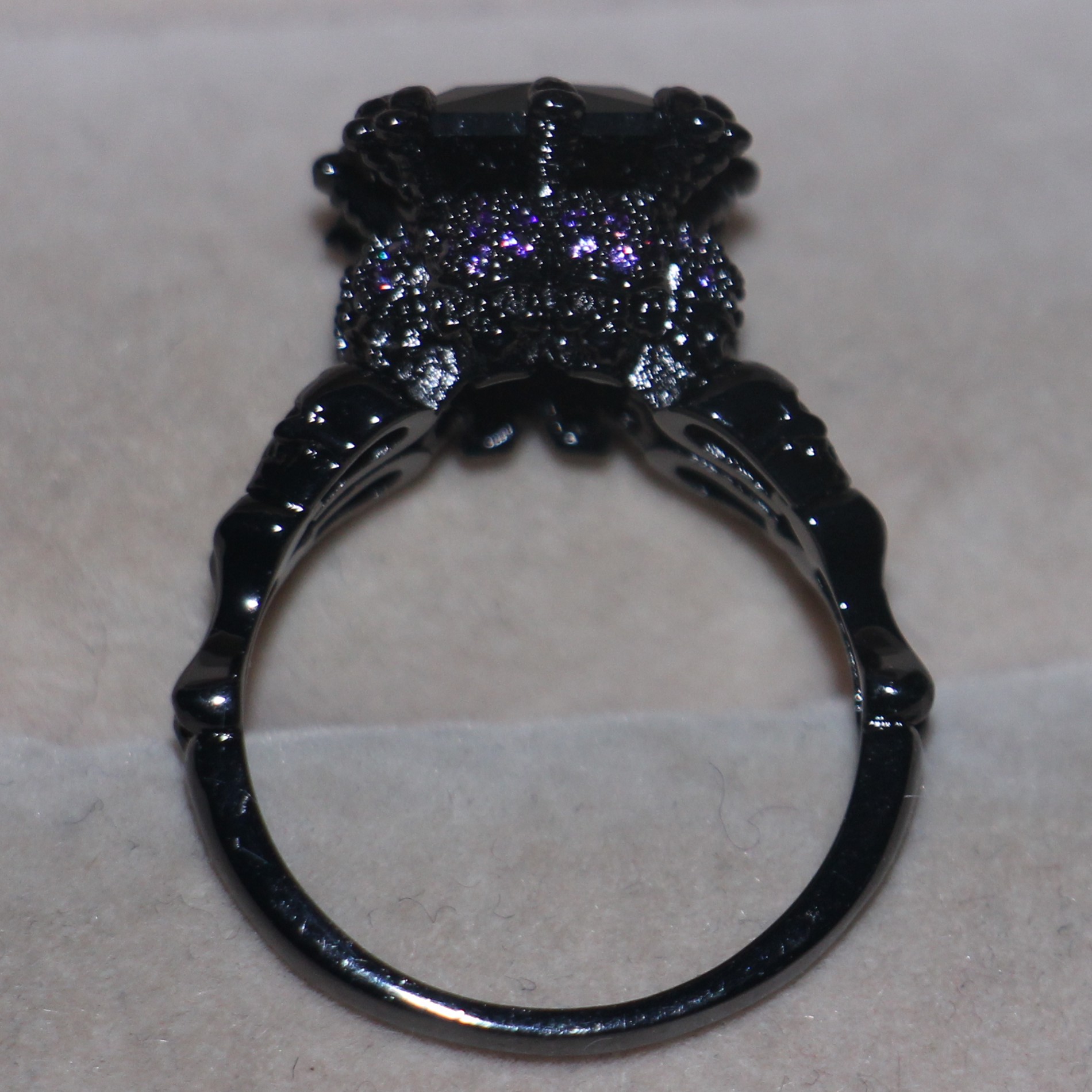 Size 5-11 Retro New Women Fashion Jewelry 10KT Black Gold Filled Amethyst Simulated Diamond Sapphire Wedding Women Band Skull Ring Gift