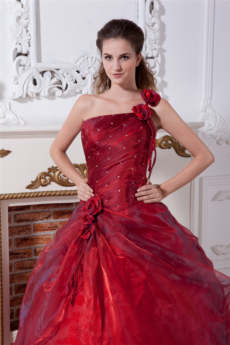 2017 Sexy One-Shoulder Flowers Ball Gown Quinceanera Dresses with Sequin Organza Plus Size Sweet 16 Dress Vestido Debutante Gowns BQ69