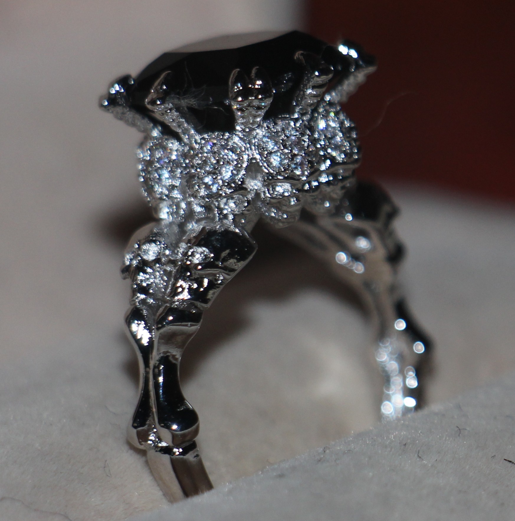 Victoria Wieck Vintage Jewelry Round 10KT White gold Filled Black Sapphire Gemstones Simulated Diamond Wedding Women Band Skull Ring SZ5-11