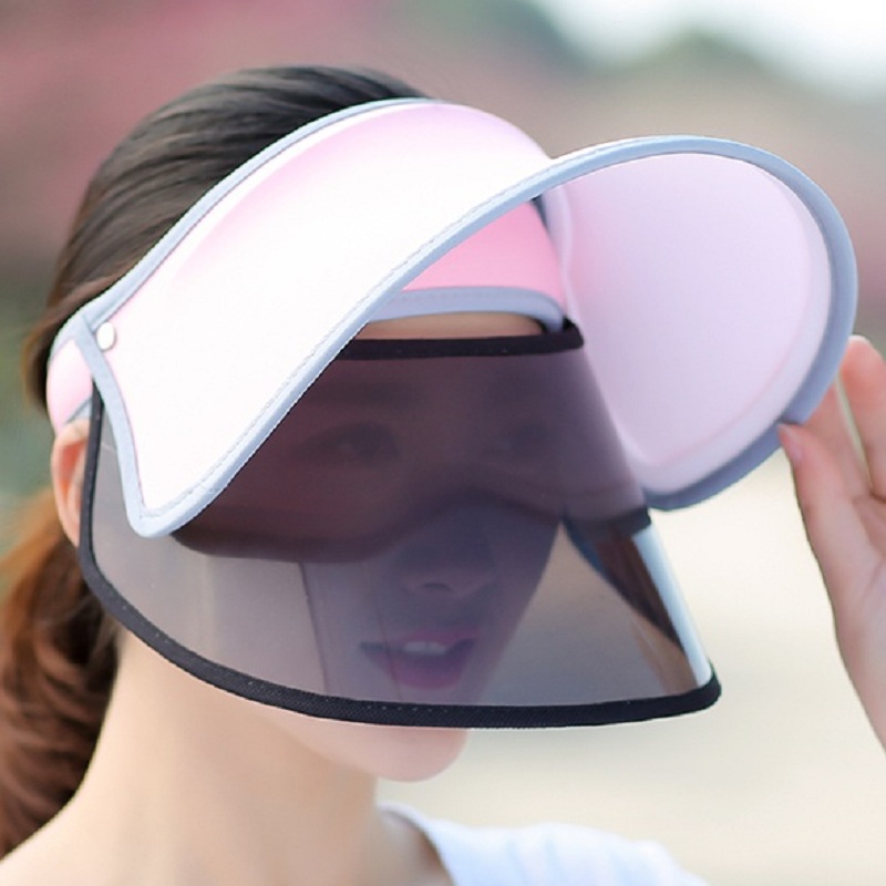 Summer Fashion Women Visor Empty Top Sun Hat Wide Large Brim Face Sunscreen Cap Beach Travel Hats Sun Protection Caps