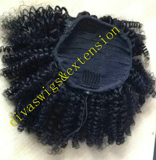 100% Human Hair Ponytail with bang fringe hairpiece For black women afro Curly Hair Brazilian Virgin ponytail hair extension