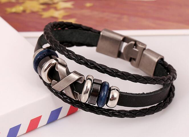 Punk bracelet jewelry factory direct cowhide bracelet retro leather necklace