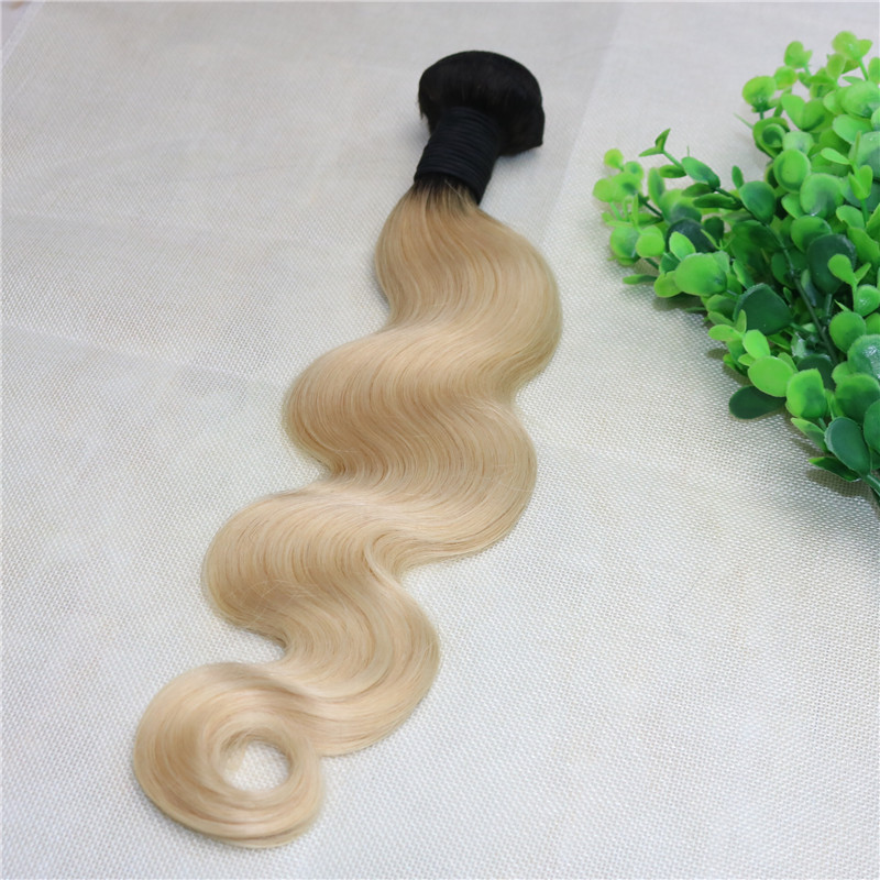 Ombre 1B 613 Bleached Blonde Hair Bundles Double Drown Body Wave Blonde Hair Weaves Brazilian Human Hair Wefts Dart Root Two Tone