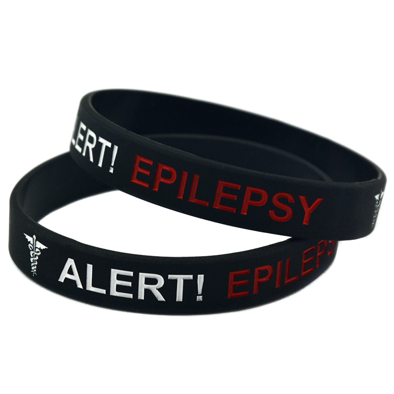 100PCS Epilepsy Silicone Rubber Bracelet Ink Filled Logo Carry This Message As A Reminder in Daily Life