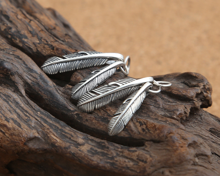 925 sterling silver vintage necklace pendants hand-made designer jewelry pendants double feather design for men and women wholesale
