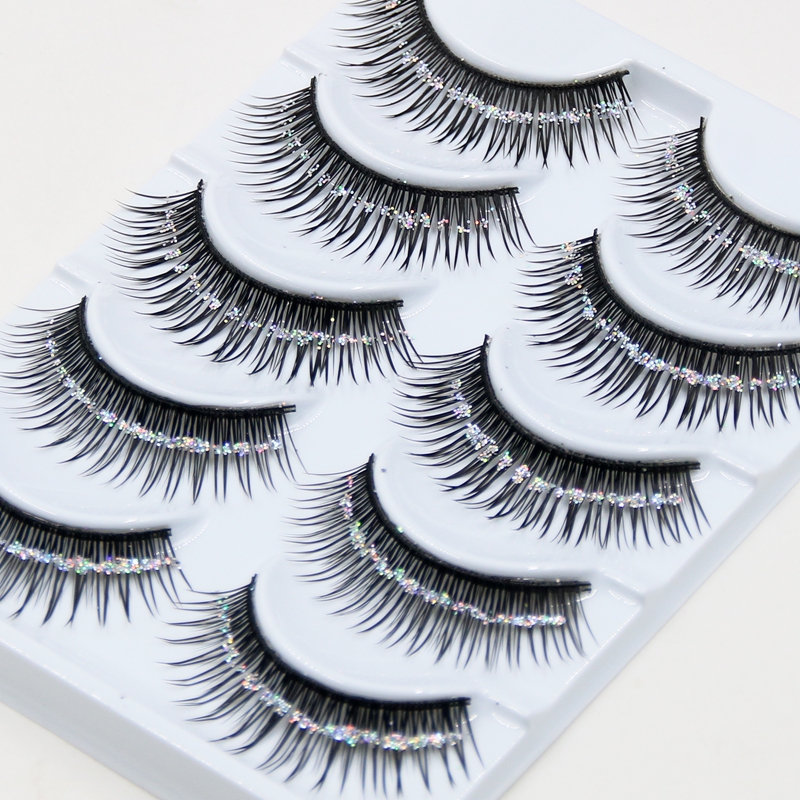 Hot!!! Natural False Eyelashes Bare Silver Sequins Glitter Makeup False Eyelashes Stage Makeup Bridal Makeup Thick False Eyelashes