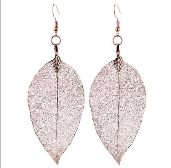 2017 Fashion Bohemain Long Earrings Unique Natural Real Leaf Big Earrings For Women Fine Jewelry Gift G105