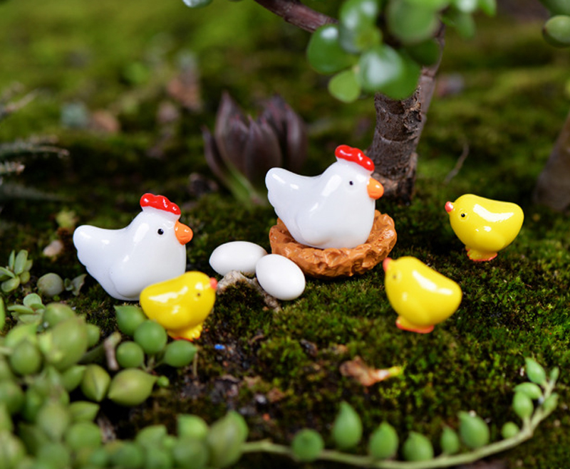 1 set 16pcs Chicken Breed Hen Family Fairy Garden Miniatures Decor Terrarium Baison Tool Bottle Micro Landscape Gnomes Jardim mi