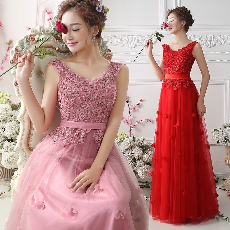 2017 robe de soriee New High Quality V-neck Appliques Tulle Long Prom Dresses Evening Dress Party Gowns Vestido De Festa Formal Dress