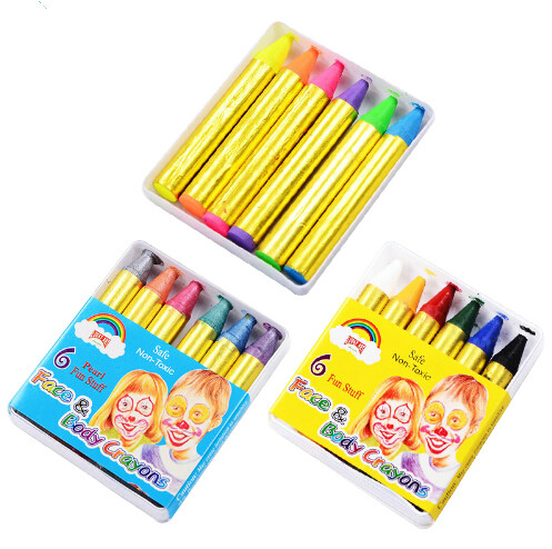 Body Paint Crayons Pearl Neon Fluorescent Maquiagem Makeup Kids Face Paint Pigment UV Glow Painting 6 Color/Set