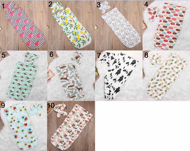 Retail New Newborn Baby Sleep Bag+Headbands 2Pcs Sets Cotton Swaddles Receiving Blankets Photography props 65*28cm