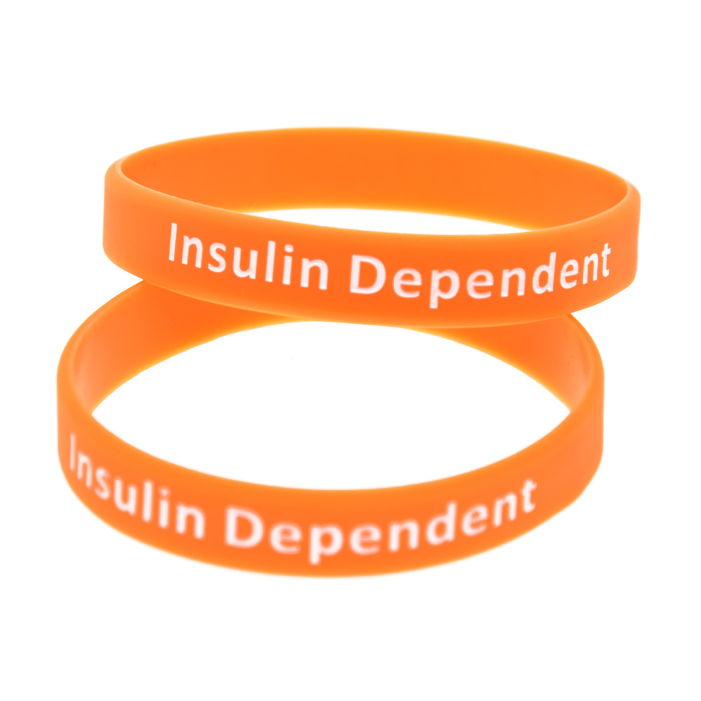 1PC Alert Type 1 Diabetes Silicone Wristband Adult Size A Great Message to Carry In Case Emergency