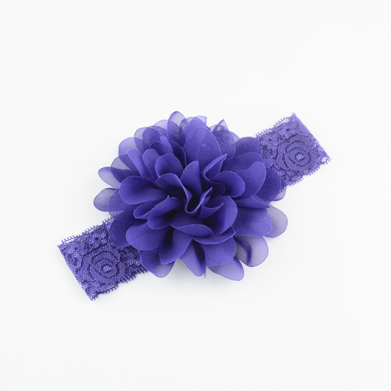 50 pcs baby Headwear Head Flower Accessories 4 inch Chiffon with soft Elastic lace headbands stretchy hair band