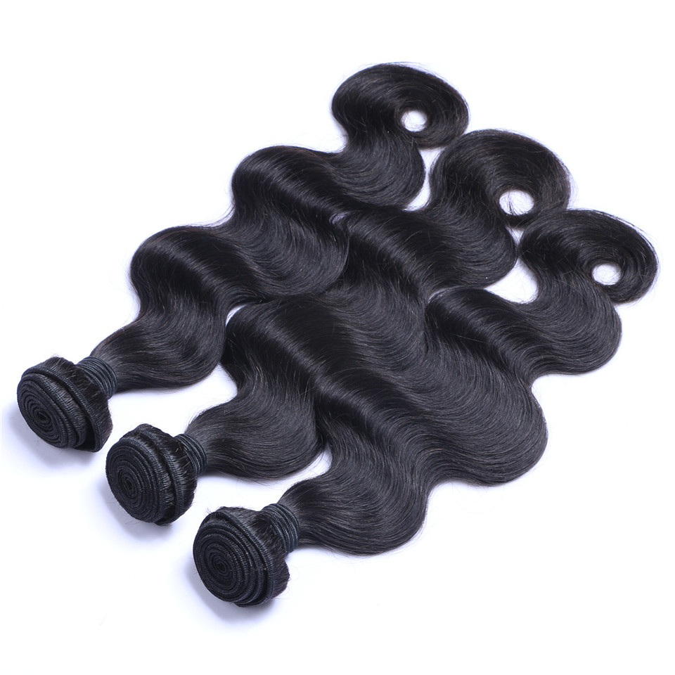 Free shipping 32inch Brazilian Human Remy Virgin Body Wave Weaves Hair Extensions Natural Color 100g/bundle Double Wefts 3Bundles/lot