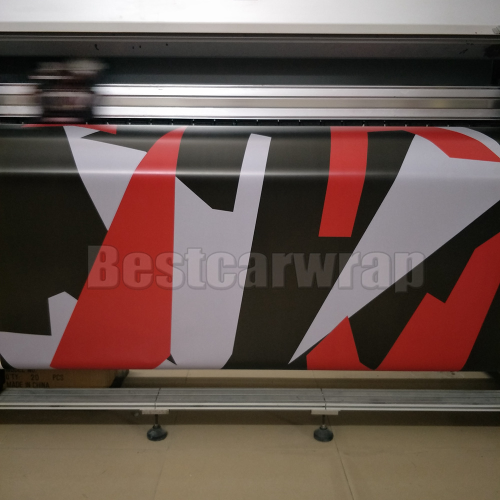 Pixel Winter Snow Camo VINYL Wrap Full Car Wrapping Red White Grey Camo Foil Stickers with air free size 1.52 x 30m/Roll Free Shipping