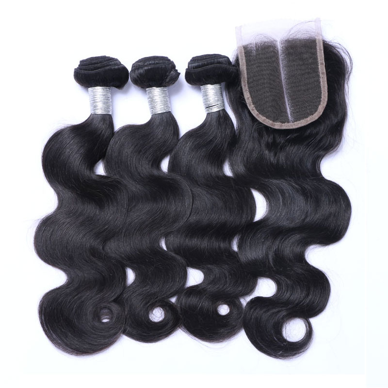 Brazilian Peruvian Malaysian Indian Virgin Remy Human Hair Weaves 3 Bundles with Top Lace Closures Mink Brazillian Body Wave Hair Extensions