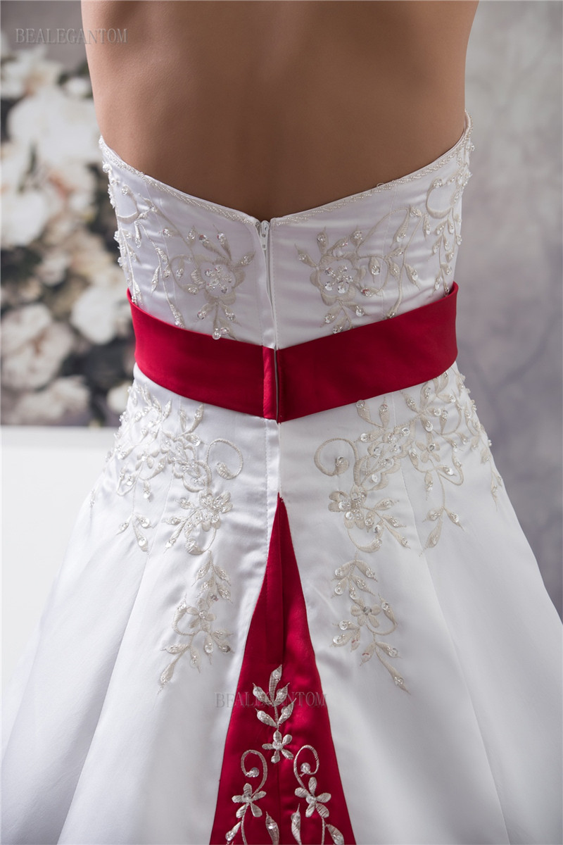 newest elegant strapless satin wedding dresses aline embroidery beaded plus size wedding party bridal gowns bm44
