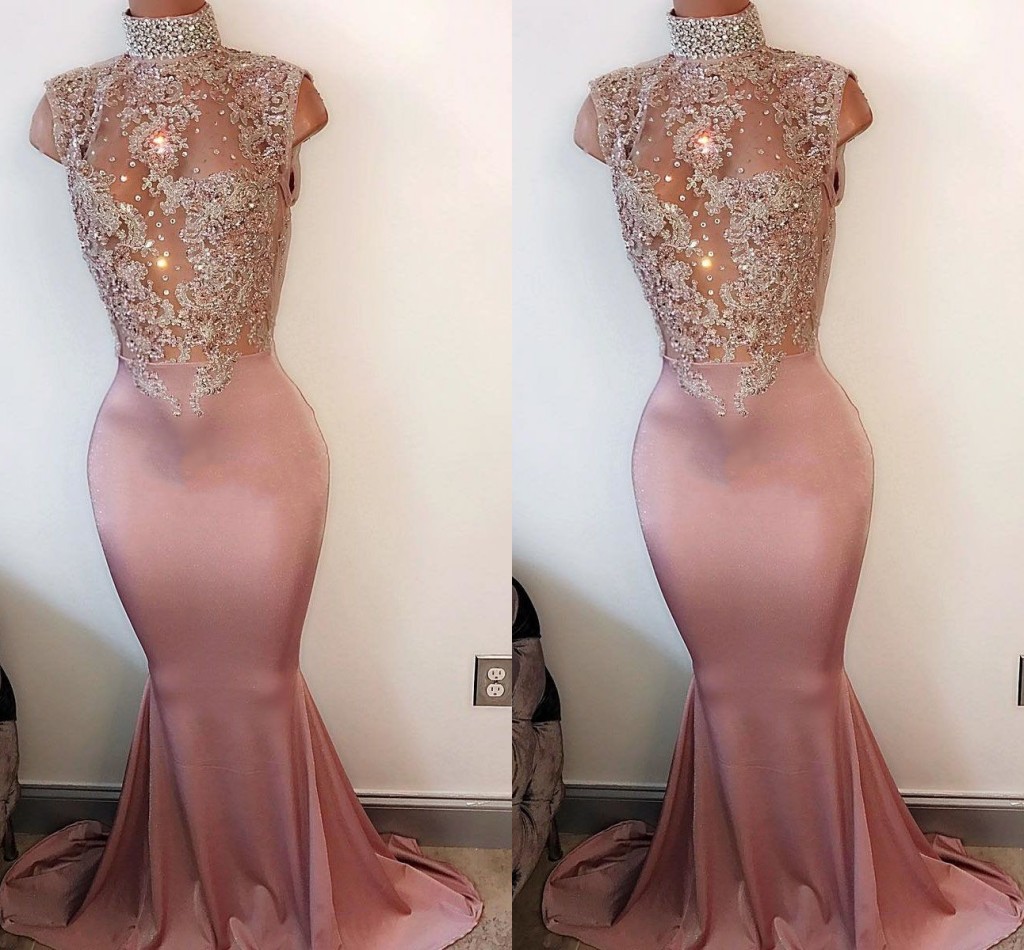 2018 Sexy Pink Mermaid Prom Dresses High Neck Sleeveless Appliques Beaded Satin Illusion Graduation Dresses Black Girls Party Dresses, Daffodil
2018 Sexy Pink Mermaid Prom Dresses High Neck Sleeveless Appliques Beaded Satin Illusion Graduation Dresses Black Girls Party Dresses, Daffodil