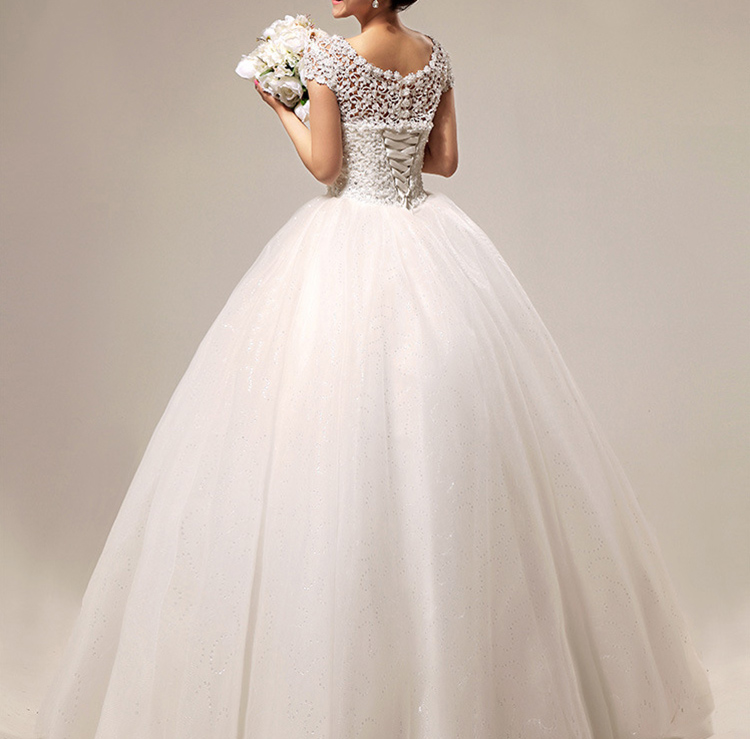 Brand New Wedding Dresses Gorgeous Ball Gown Cap Sleeves Princess Formal Dress White/Ivory Vestidos De Novia Elegant Bridal Gown