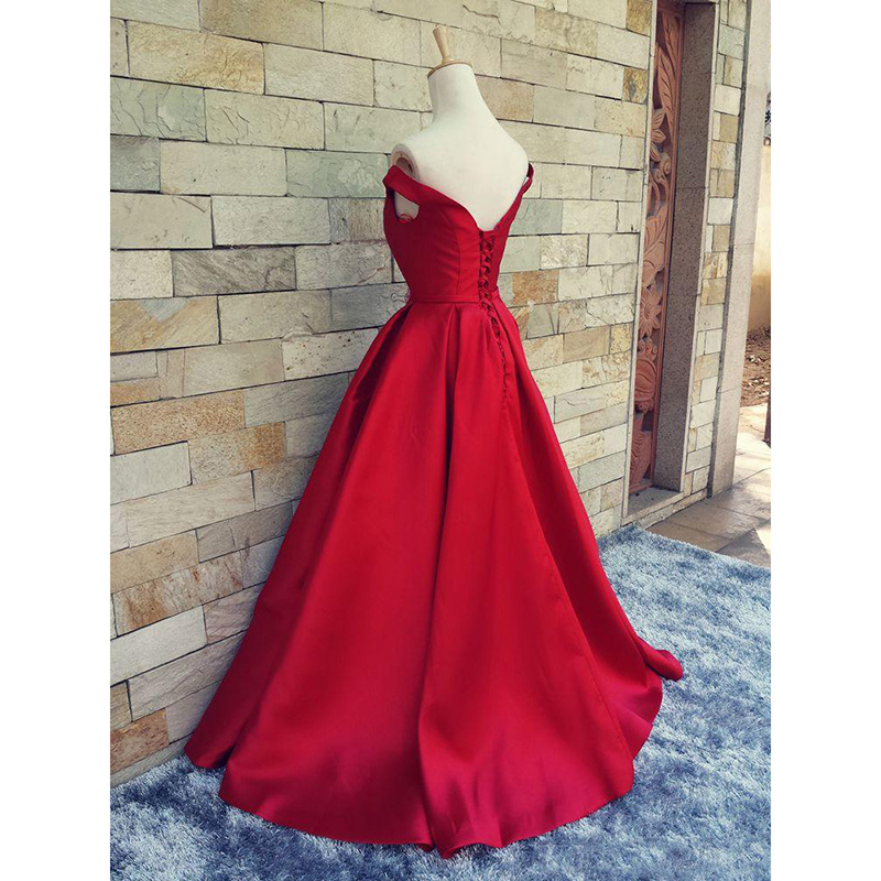 2019 A-line Red Evening Dresses for Arabic Formal Women V-neck Celebrity Occasion Sale Cheap Fashionable Satin Long Prom Party Gown XG