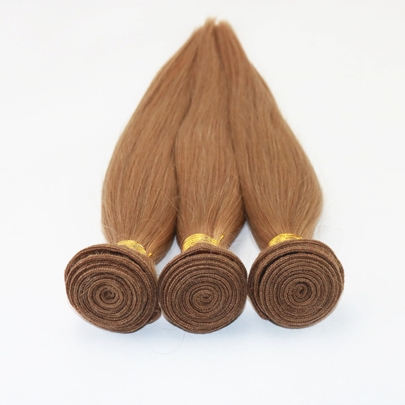 Color 27 Strawberry Blonde Hair Weaves Brazilian Straight Human Hair Extensions Remy Hair Bundles 100G/Piece