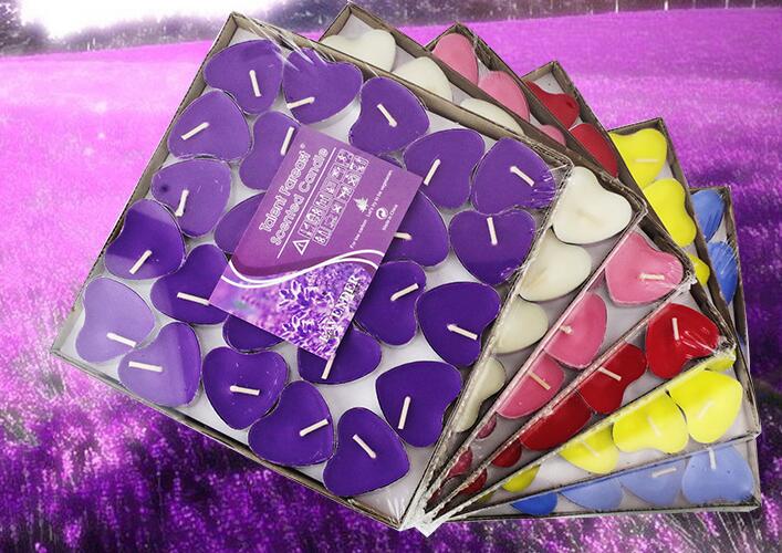 50pcs package Candle Favors Heart-shaped aromatherapy candles to propose romantic and creative wedding products tea wax WQ05