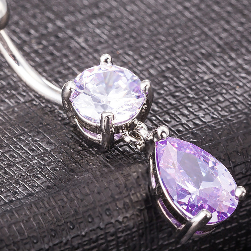 Fashion Waterdrop Zircon Navel Ring Medical Stainless Steel Body Piercing Jewelry Women Sexy Zircon Belly Button Ring
