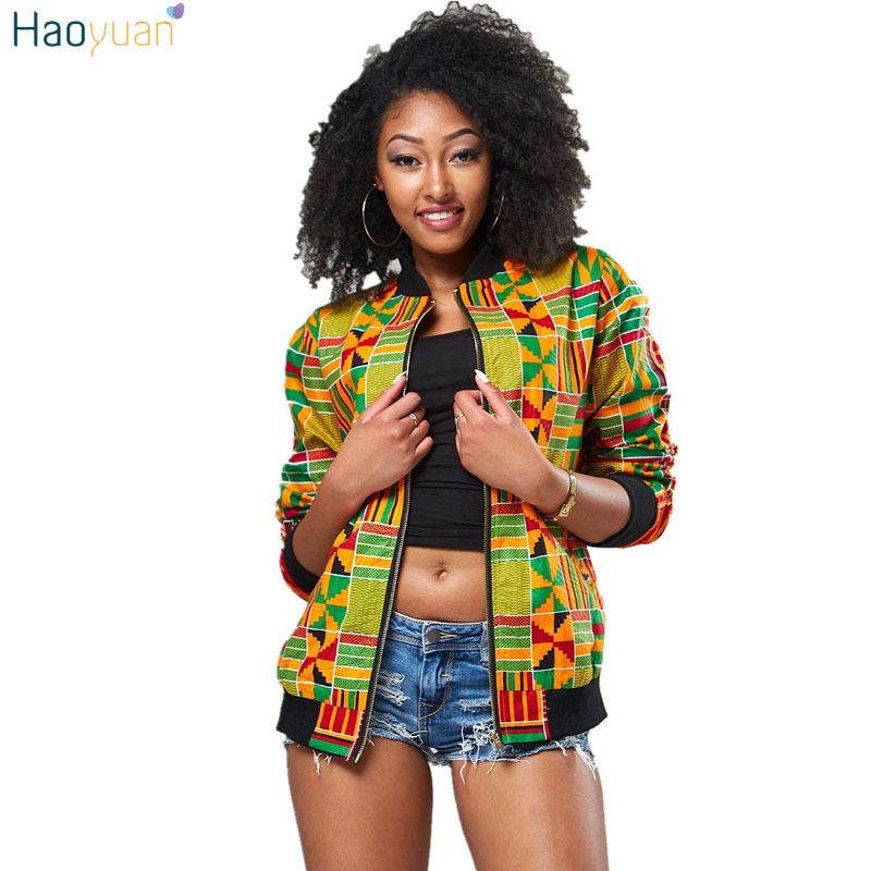 HAOYUAN Dashiki jacket women african print autumn winter bomber jackets traditional clothes streetwear casual vintage basic coat q1110